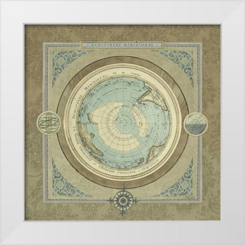 North and South Maps II White Modern Wood Framed Art Print by Medley, Elizabeth