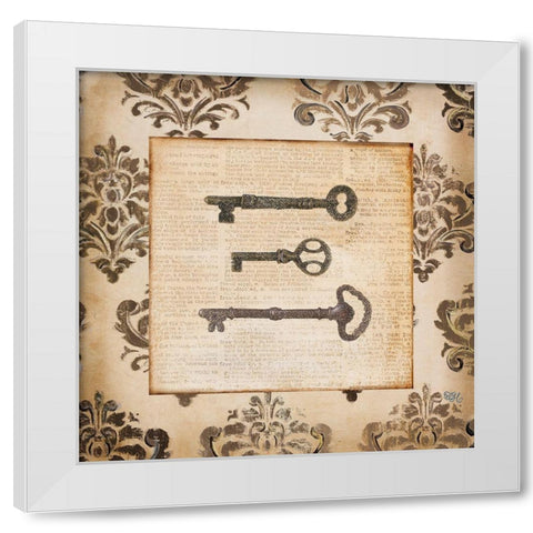 Vintage Keys II White Modern Wood Framed Art Print by Hakimipour, Tiffany