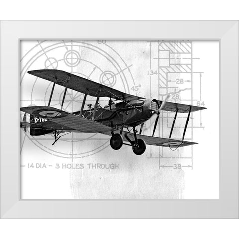 Flight Plans I White Modern Wood Framed Art Print by Marcon, Michael
