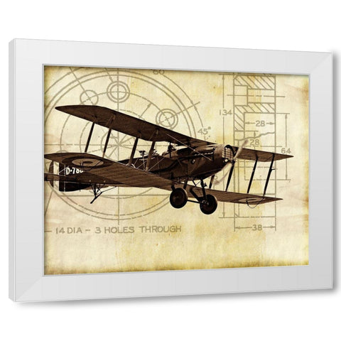 Flight Plans I White Modern Wood Framed Art Print by Marcon, Michael