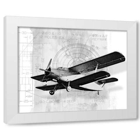 Flight Plans II White Modern Wood Framed Art Print by Marcon, Michael
