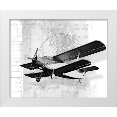 Flight Plans II White Modern Wood Framed Art Print by Marcon, Michael