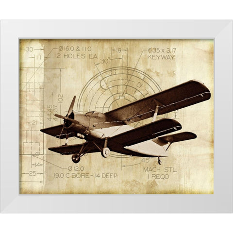 Flight Plans II White Modern Wood Framed Art Print by Marcon, Michael