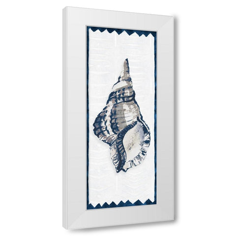 Indigo Shell Panel I White Modern Wood Framed Art Print by Loreth, Lanie