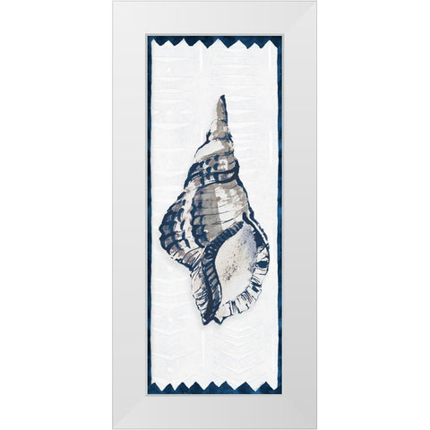 Indigo Shell Panel I White Modern Wood Framed Art Print by Loreth, Lanie