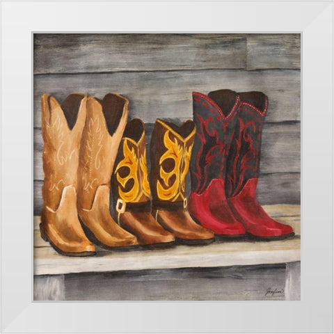Two Step White Modern Wood Framed Art Print by Josefina
