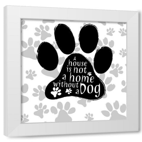 BandW Dog Paw I White Modern Wood Framed Art Print by SD Graphics Studio