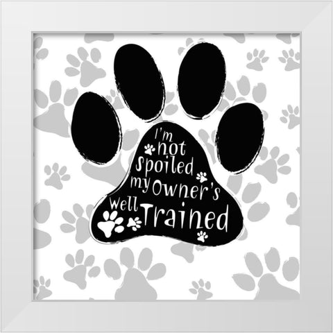 BandW Dog Paw II White Modern Wood Framed Art Print by SD Graphics Studio