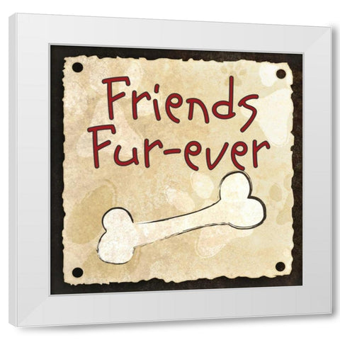Friends Fur-Ever White Modern Wood Framed Art Print by SD Graphics Studio