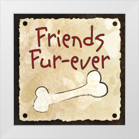 Friends Fur-Ever White Modern Wood Framed Art Print by SD Graphics Studio