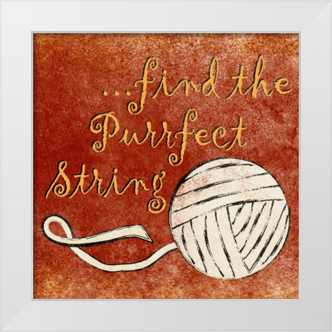 Find the Purrfect String White Modern Wood Framed Art Print by Studio, Sd Graphics