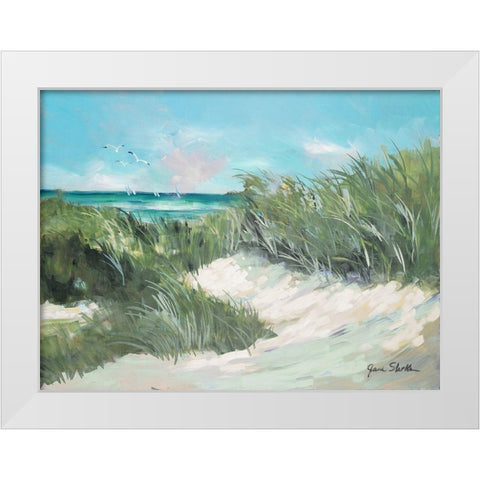 Beach Coast Grass White Modern Wood Framed Art Print by Slivka, Jane