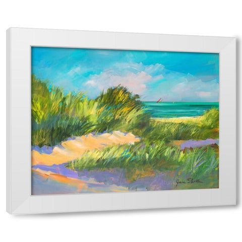 Blue Grass Breeze II White Modern Wood Framed Art Print by Slivka, Jane