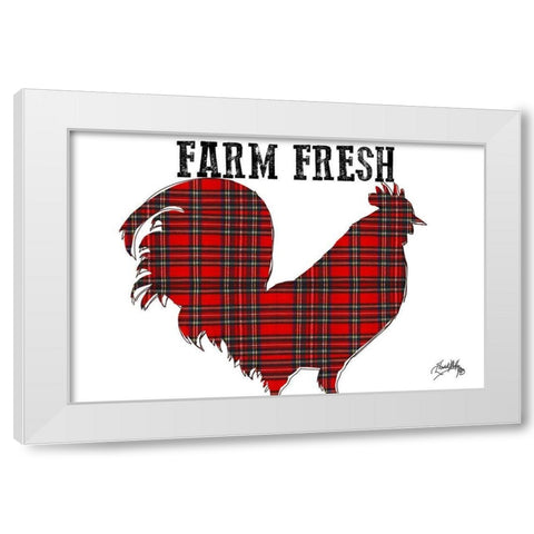 Farm Fresh Plaid Rooster White Modern Wood Framed Art Print by Medley, Elizabeth