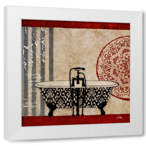 Red Garden Bath I White Modern Wood Framed Art Print by Medley, Elizabeth