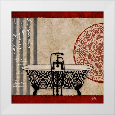 Red Garden Bath I White Modern Wood Framed Art Print by Medley, Elizabeth