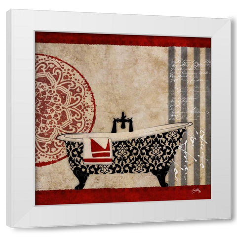 Red Garden Bath II White Modern Wood Framed Art Print by Medley, Elizabeth