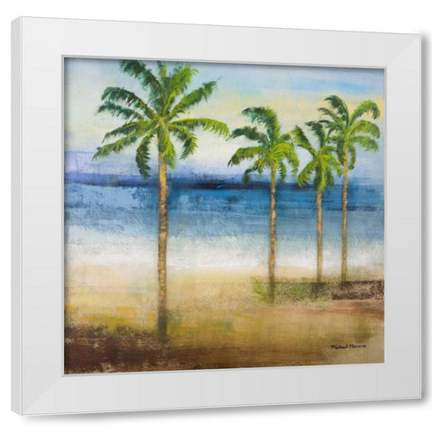 Ocean Palms II White Modern Wood Framed Art Print by Marcon, Michael