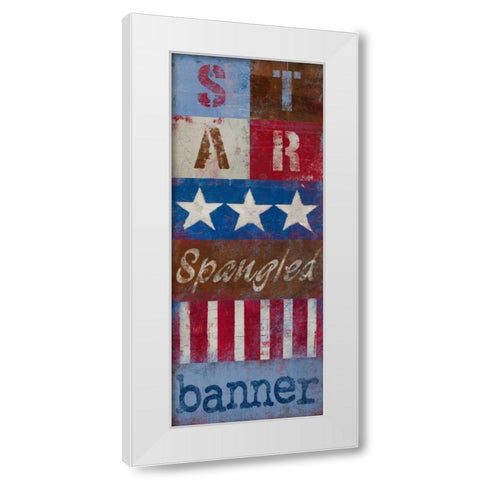 Star Spangled Banner White Modern Wood Framed Art Print by Kingsley