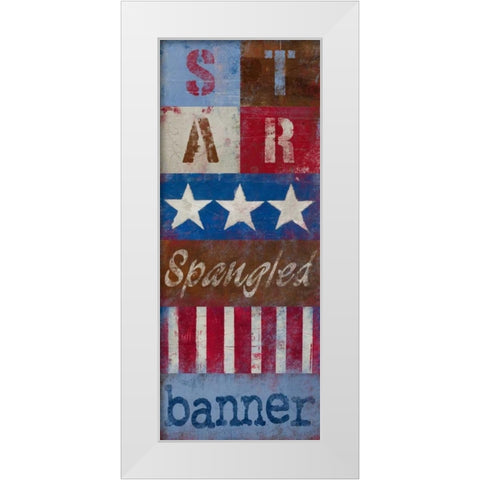 Star Spangled Banner White Modern Wood Framed Art Print by Kingsley