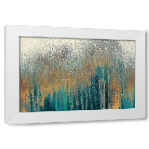 Teal Woods with Gold White Modern Wood Framed Art Print by Gonzalez, Roberto