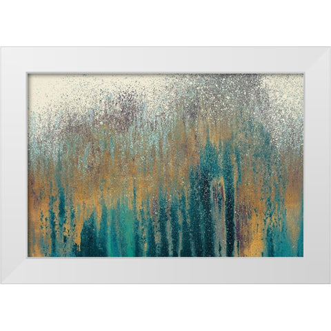 Teal Woods with Gold White Modern Wood Framed Art Print by Gonzalez, Roberto