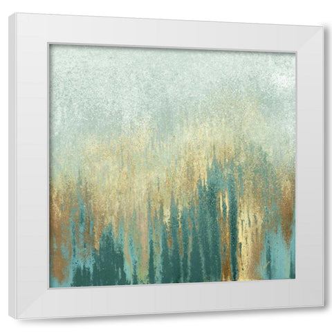 Teal Woods in Gold I White Modern Wood Framed Art Print by Gonzalez, Roberto