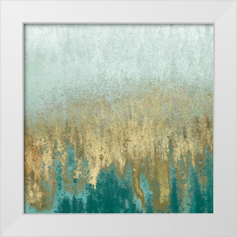 Teal Woods In Gold II White Modern Wood Framed Art Print by Gonzalez, Roberto