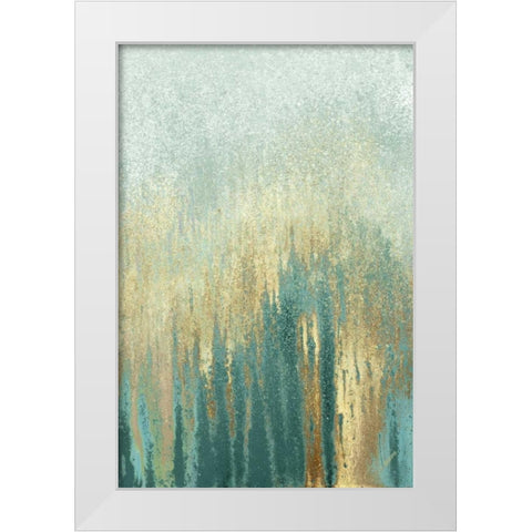 Teal Golden Woods White Modern Wood Framed Art Print by Gonzalez, Roberto