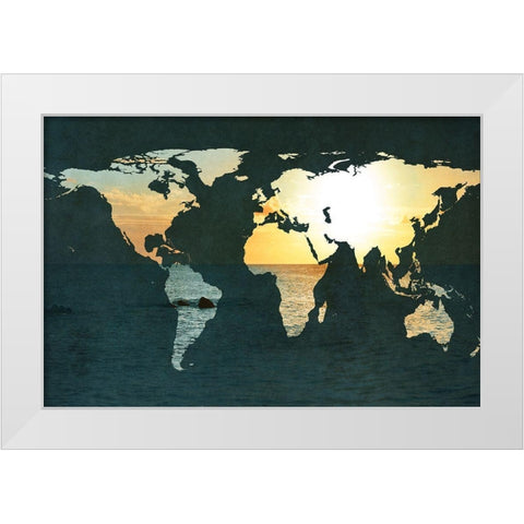 Coastal Map White Modern Wood Framed Art Print by Bryant, Susan