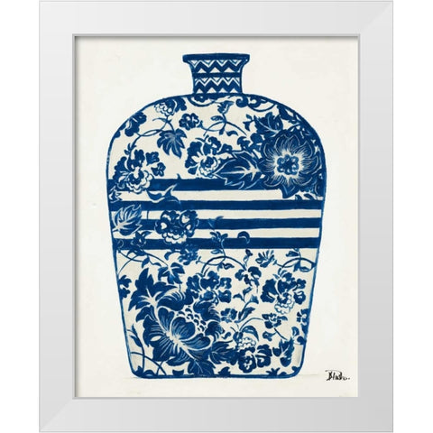 The Indigo Pottery II White Modern Wood Framed Art Print by Pinto, Patricia