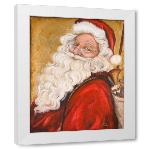 Smiling Santa White Modern Wood Framed Art Print by Pinto, Patricia