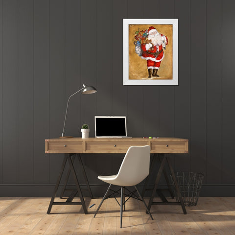 Jolly Night on Gold White Modern Wood Framed Art Print by Pinto, Patricia