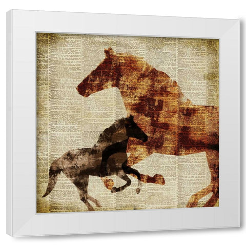 Horses II White Modern Wood Framed Art Print by Meneely, Dan