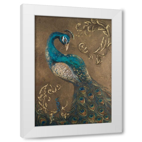 Pershing Peacock I White Modern Wood Framed Art Print by Hakimipour, Tiffany