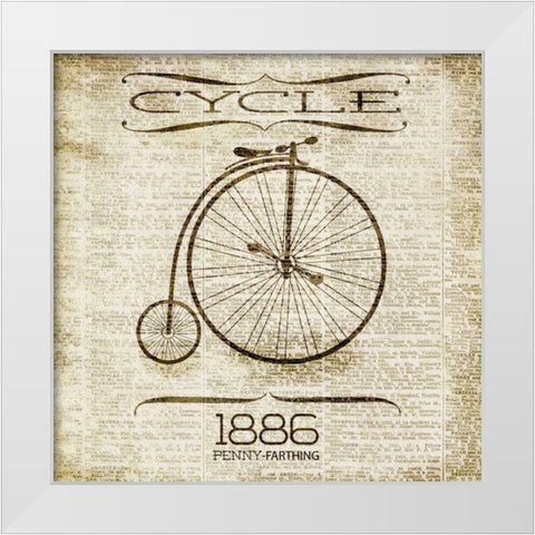 CYCLE 1886 White Modern Wood Framed Art Print by SD Graphics Studio