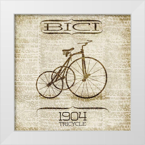 BICI 1904 White Modern Wood Framed Art Print by SD Graphics Studio