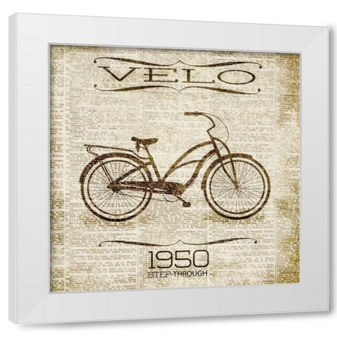 VELO 1950 White Modern Wood Framed Art Print by SD Graphics Studio