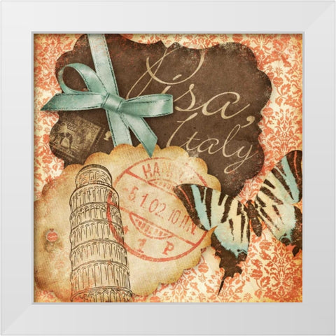 Vintage Travels II White Modern Wood Framed Art Print by SD Graphics Studio