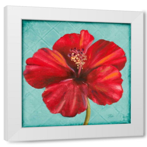 Joyful Hibiscus White Modern Wood Framed Art Print by Pinto, Patricia