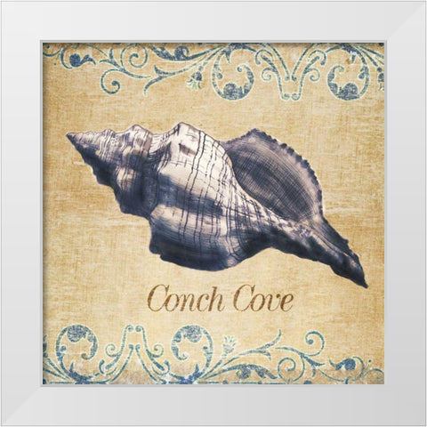Conch Cove White Modern Wood Framed Art Print by SD Graphics Studio