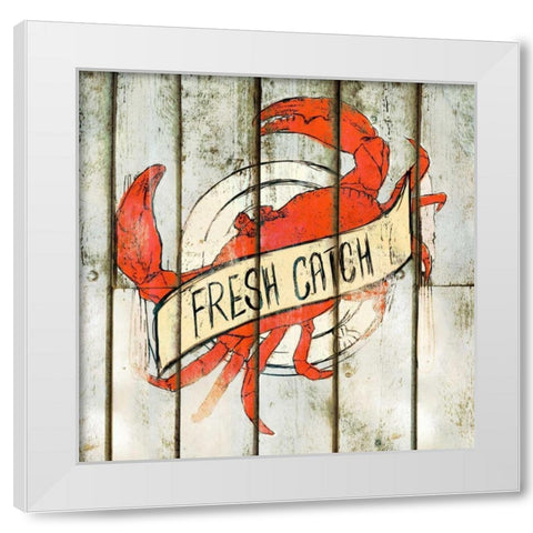 Fresh Catch Square White Modern Wood Framed Art Print by SD Graphics Studio