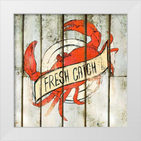 Fresh Catch Square White Modern Wood Framed Art Print by SD Graphics Studio