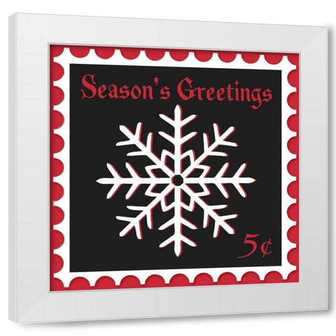 Festive Holiday Stamp I White Modern Wood Framed Art Print by SD Graphics Studio