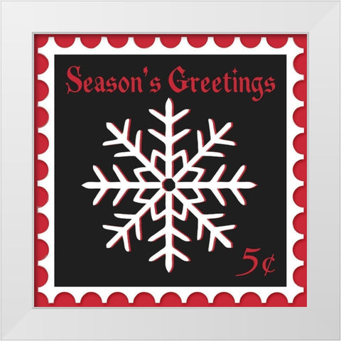 Festive Holiday Stamp I White Modern Wood Framed Art Print by SD Graphics Studio