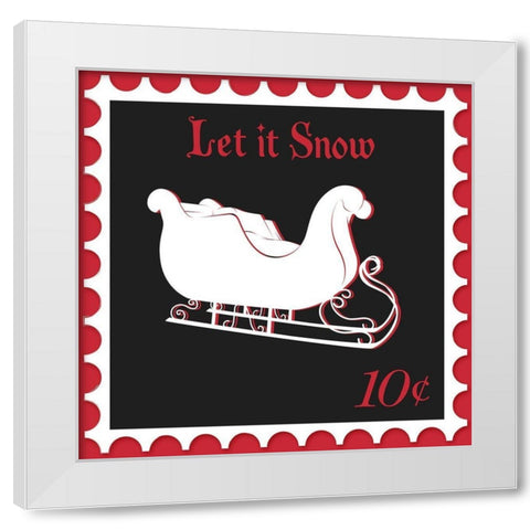 Festive Holiday Stamp II White Modern Wood Framed Art Print by SD Graphics Studio