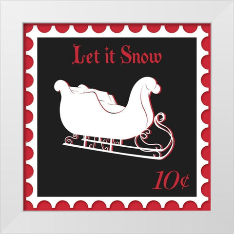 Festive Holiday Stamp II White Modern Wood Framed Art Print by SD Graphics Studio