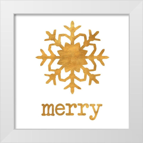 Golden Snow Flake White Modern Wood Framed Art Print by SD Graphics Studio