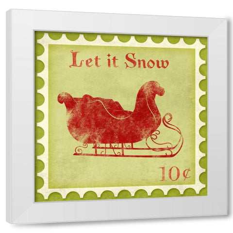Holiday Stamp III White Modern Wood Framed Art Print by SD Graphics Studio