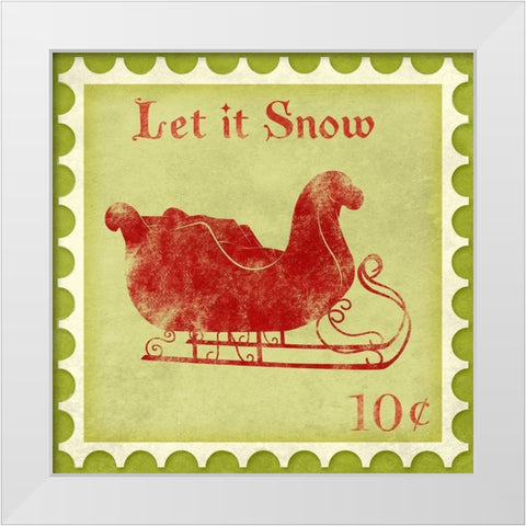 Holiday Stamp III White Modern Wood Framed Art Print by SD Graphics Studio